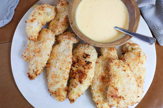 Oven Baked Coconut Chicken Tenders W/ Creamy Mango Dip